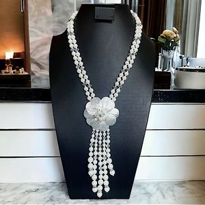 Joan Rivers Simulated Pearl, Glass Pink Starlet Style Necklace 22"+3"